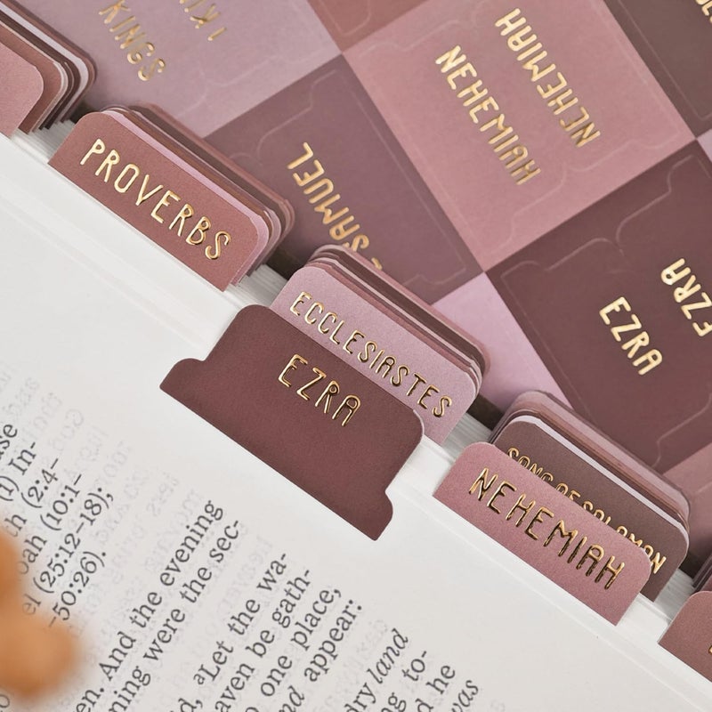 Uzriyl Laminated Bible Tabs, Bible Study Supplies, Large Print Bible Book Tabs for Women and Men, (Gold Foil Embossed Lettering) Bible Labels Index Tabs, Bible Accessories for Easy Navigation(Mocha Tone) - Image 5